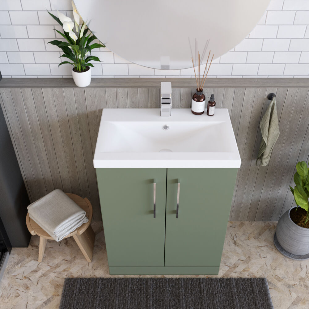 [BFLE803A] Contemporary Floor Standing Vanity Unit with Mid-Edge Basin, Choice of Size - Lifestyle 2