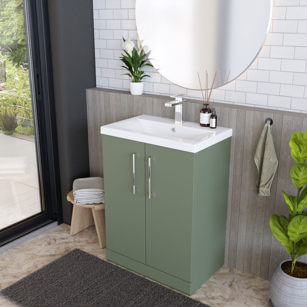 [BFLE803A] Contemporary Floor Standing Vanity Unit with Mid-Edge Basin, Choice of Size - Lifestyle 3