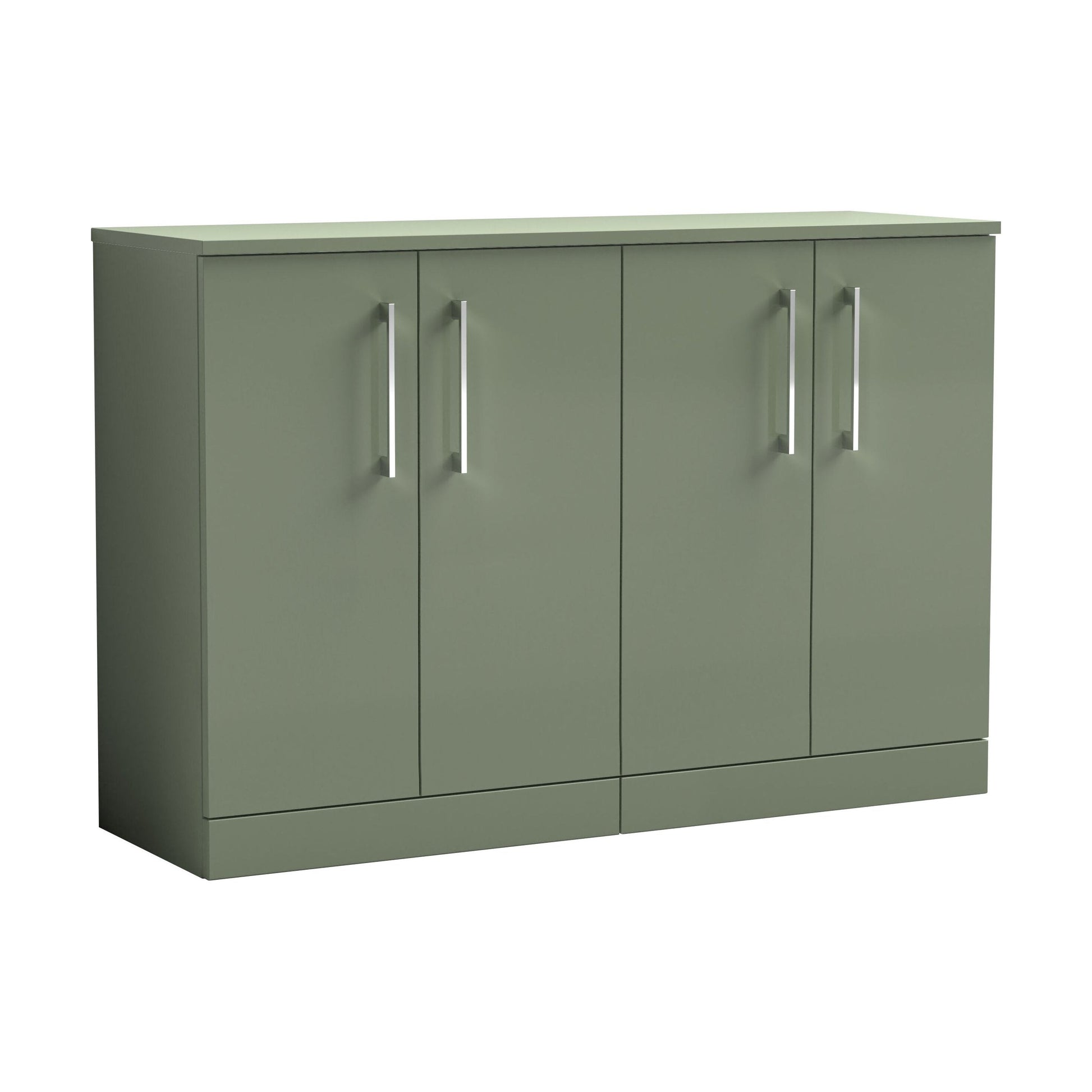 [BFLE803W2] Balterley Level Modern Bathroom 2 Door Floor Standing Vanity Unit with Worktop & D Shape Handles, Satin Green, 1205 mm - Cutout