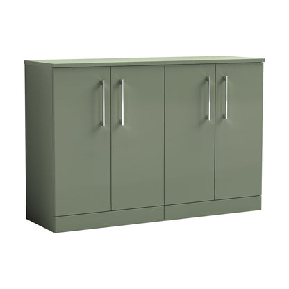 [BFLE803W2] Balterley Level Modern Bathroom 2 Door Floor Standing Vanity Unit with Worktop & D Shape Handles, Satin Green, 1205 mm - Cutout