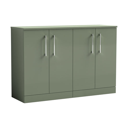 [BFLE803W2] Balterley Level Modern Bathroom 2 Door Floor Standing Vanity Unit with Worktop & D Shape Handles, Satin Green, 1205 mm - Cutout