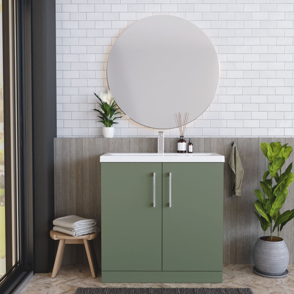 [BFLE805A] Contemporary Floor Standing Vanity Unit with Mid-Edge Basin, Choice of Size - Lifestyle 1