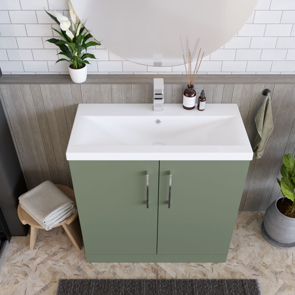 [BFLE805A] Contemporary Floor Standing Vanity Unit with Mid-Edge Basin, Choice of Size - Lifestyle 2