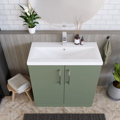 [BFLE805A] Contemporary Floor Standing Vanity Unit with Mid-Edge Basin, Choice of Size - Lifestyle 2