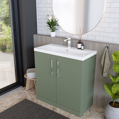 [BFLE805A] Contemporary Floor Standing Vanity Unit with Mid-Edge Basin, Choice of Size - Lifestyle 3