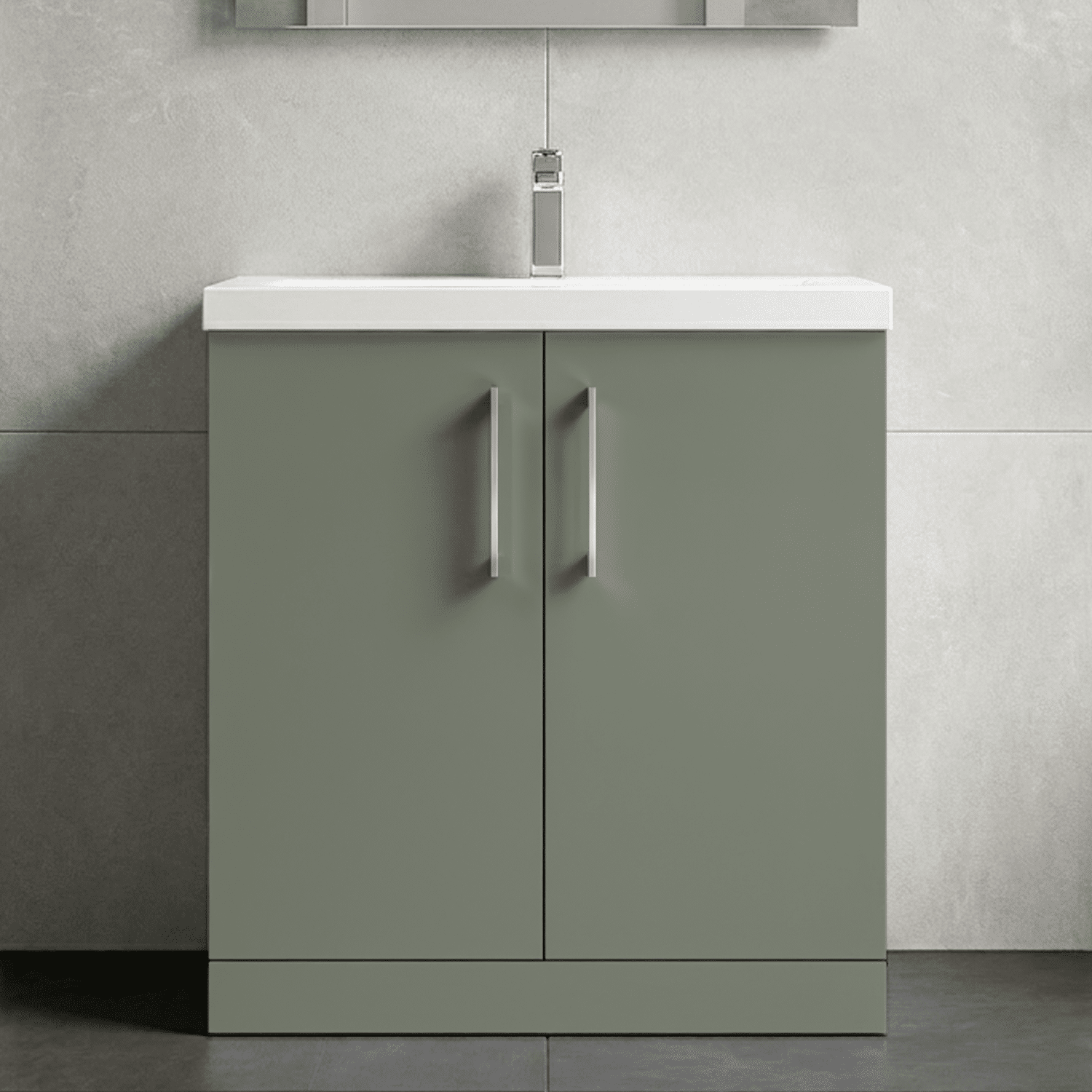 [BFLE805A] Contemporary Floor Standing Vanity Unit with Mid-Edge Basin, Choice of Size - Silo