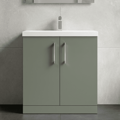 [BFLE805A] Contemporary Floor Standing Vanity Unit with Mid-Edge Basin, Choice of Size - Silo