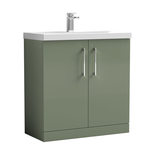 [BFLE805D] Balterley  Contemporary Bathroom 2-Door Floor-Standing Thin-Edge Vanity Unit Basin, Satin Green, 800mm - Cutout