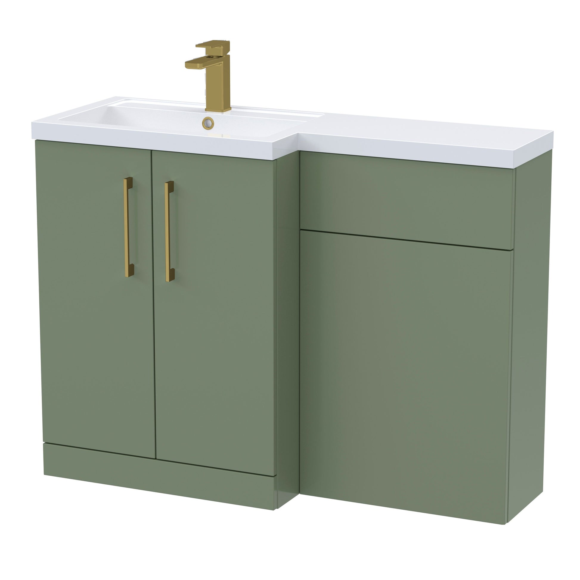 [BFLE811LH017] Bramshall Combination Vanity Unit with Basin & WC, Left Hand, 1100mm x 390mm - Choice of Colour and Handle Finish - Cutout