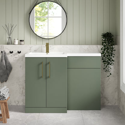 [BFLE811LH017] Bramshall Combination Vanity Unit with Basin & WC, Left Hand, 1100mm x 390mm - Choice of Colour and Handle Finish - Lifestyle 1
