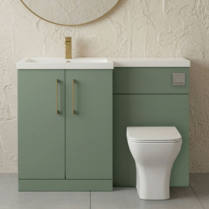 [BFLE811LH017] Bramshall Combination Vanity Unit with Basin & WC, Left Hand, 1100mm x 390mm - Choice of Colour and Handle Finish - Silo