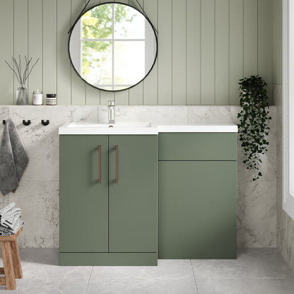 [BFLE811LH019] Bramshall Combination Vanity Unit with Basin & WC, Left Hand, 1100mm x 390mm - Choice of Colour and Handle Finish - Lifestyle 1