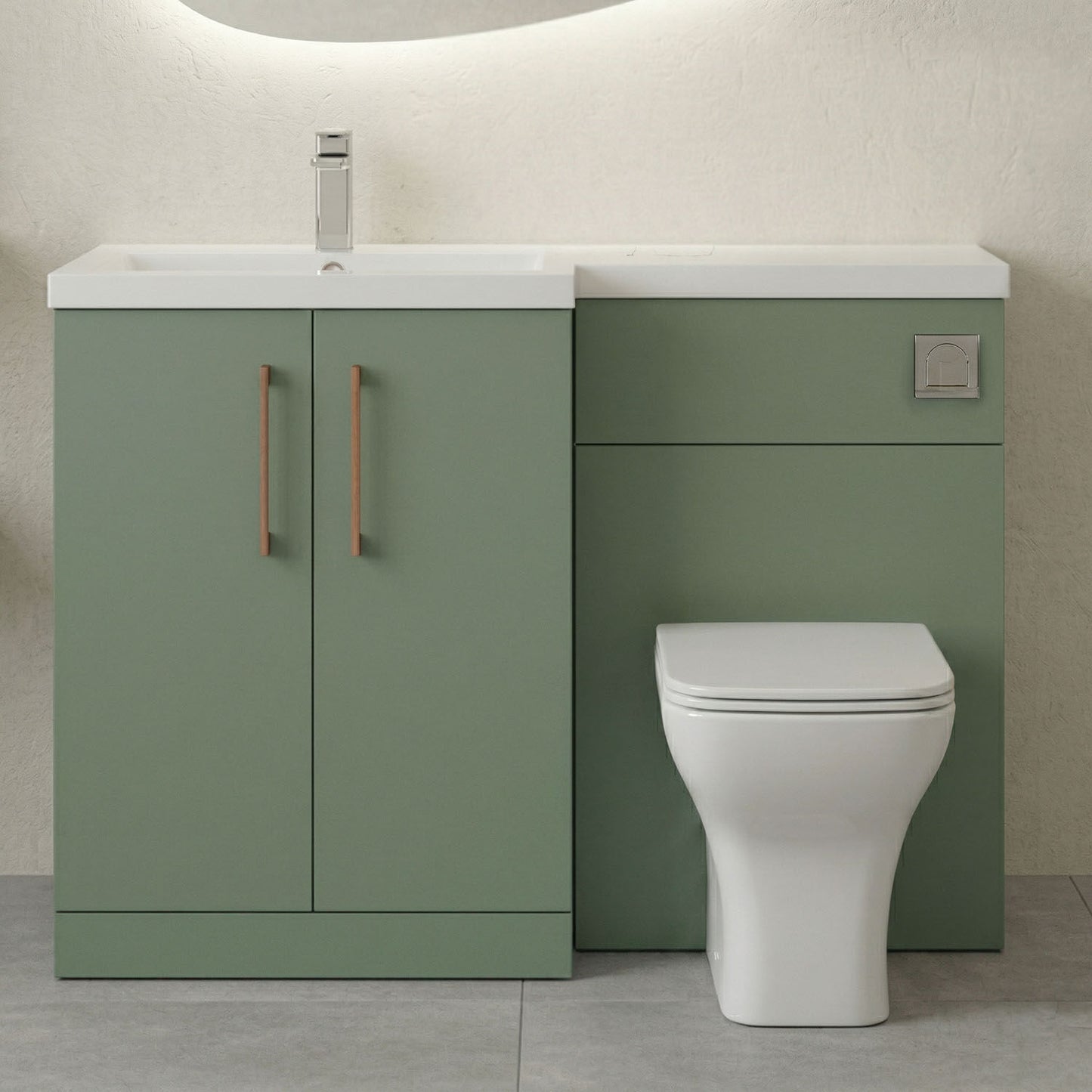 [BFLE811LH019] Bramshall Combination Vanity Unit with Basin & WC, Left Hand, 1100mm x 390mm - Choice of Colour and Handle Finish - Silo