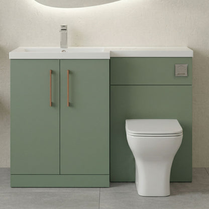 [BFLE811LH019] Bramshall Combination Vanity Unit with Basin & WC, Left Hand, 1100mm x 390mm - Choice of Colour and Handle Finish - Silo