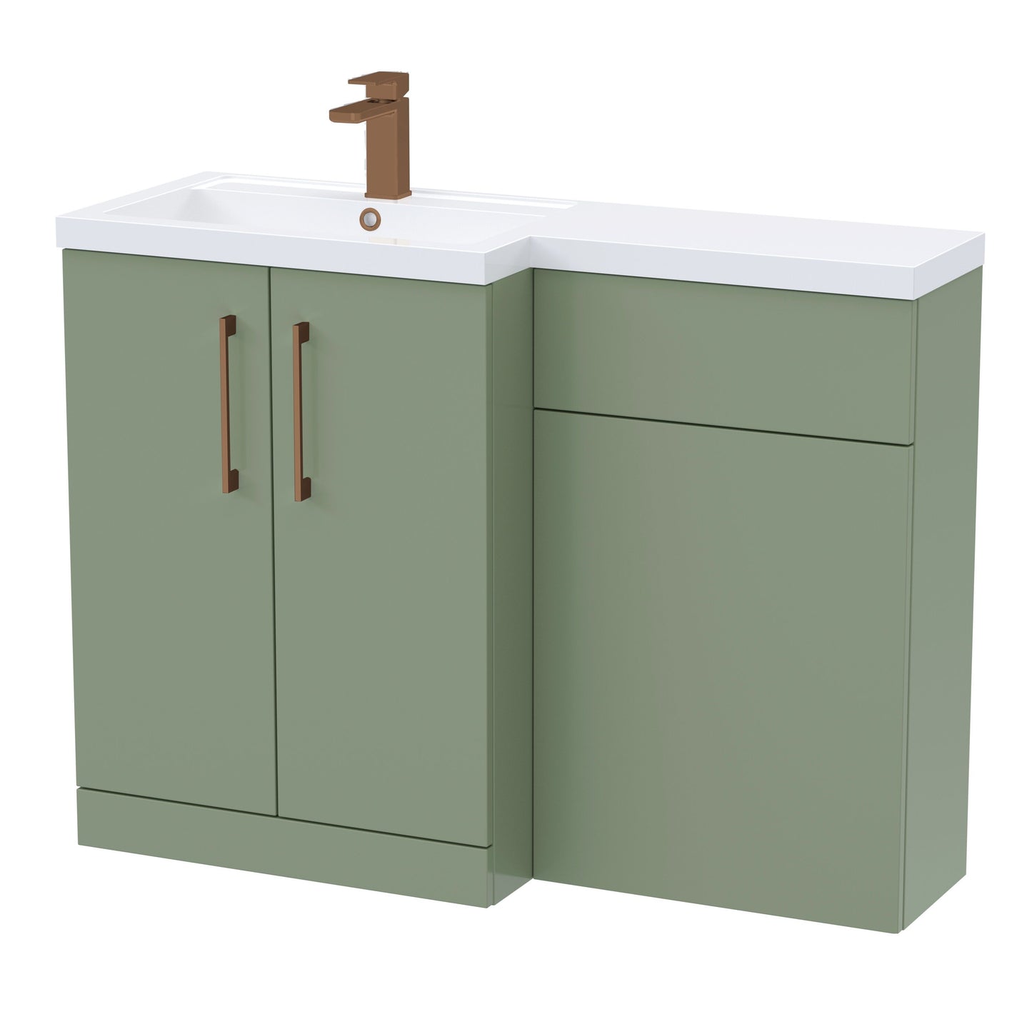 [BFLE811LH1516] Bramshall Combination Vanity Unit with Basin & WC, Left Hand, 1100mm x 390mm - Choice of Colour and Handle Finish - Cutout