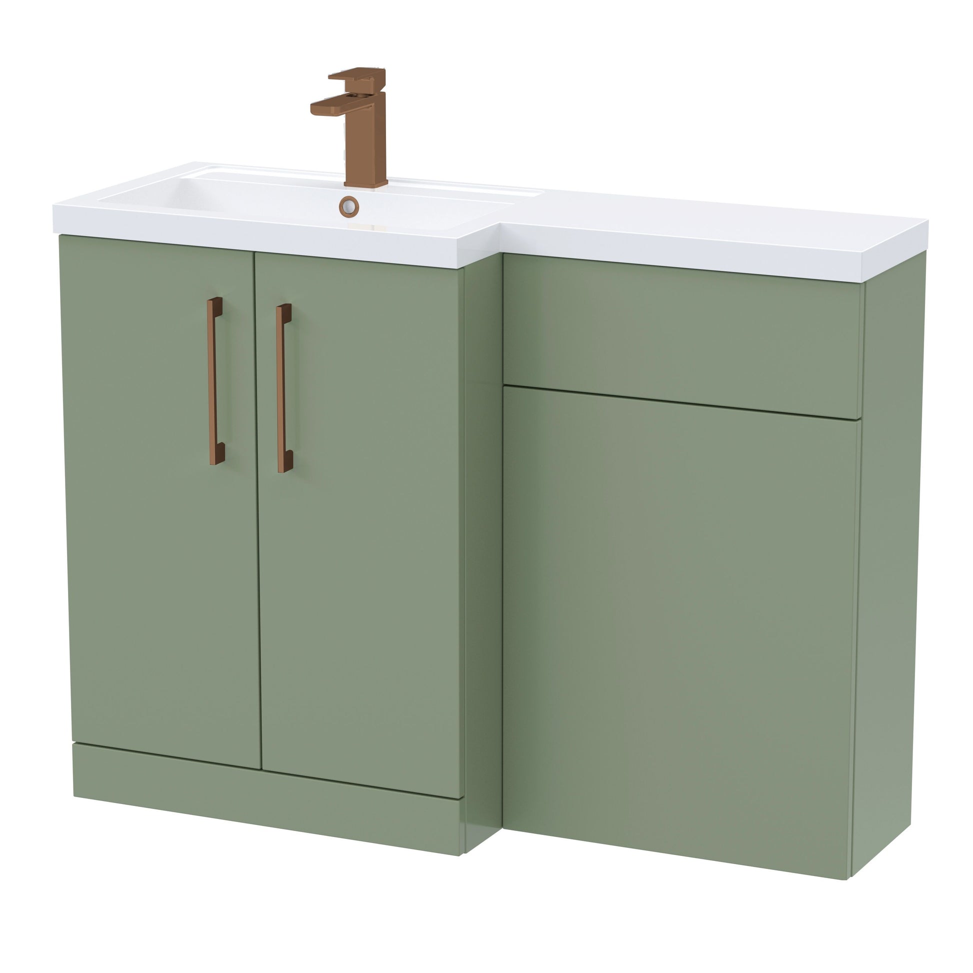 [BFLE811LH1516] Bramshall Combination Vanity Unit with Basin & WC, Left Hand, 1100mm x 390mm - Choice of Colour and Handle Finish - Cutout