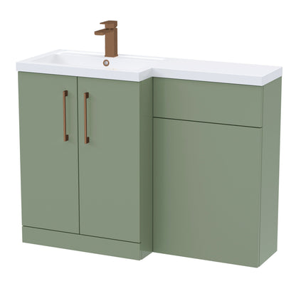 [BFLE811LH1516] Bramshall Combination Vanity Unit with Basin & WC, Left Hand, 1100mm x 390mm - Choice of Colour and Handle Finish - Cutout
