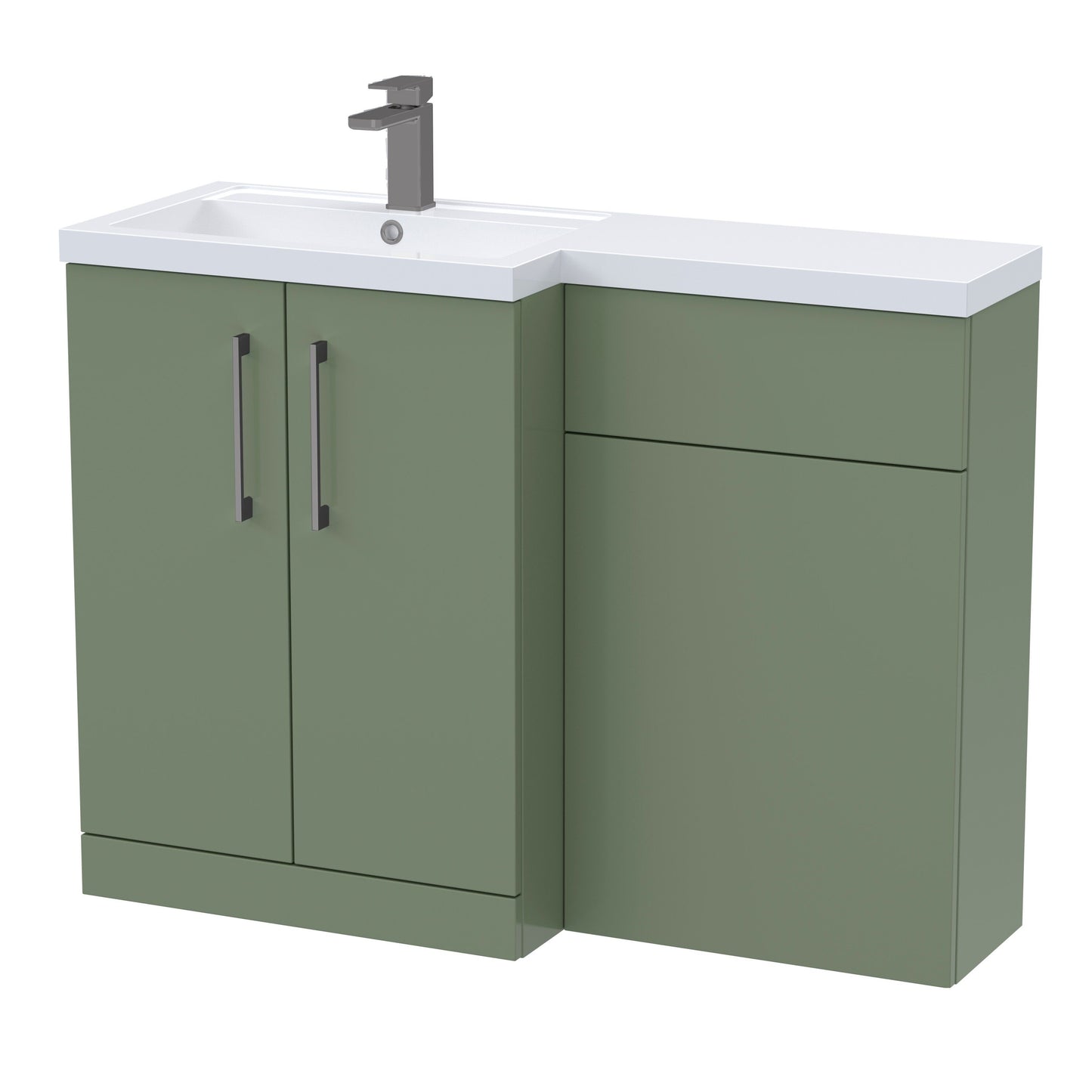 [BFLE811LH716] Bramshall Combination Vanity Unit with Basin & WC, Left Hand, 1100mm x 390mm - Choice of Colour and Handle Finish - Cutout