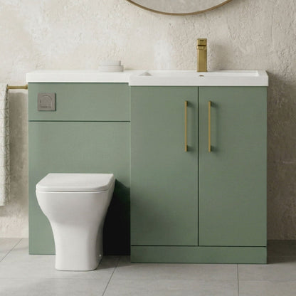 [BFLE811RH017] Bramshall Combination Vanity Unit with Basin & WC, Right Hand, 1100mm x 390mm - Choice of Colour and Handle Finish - Silo
