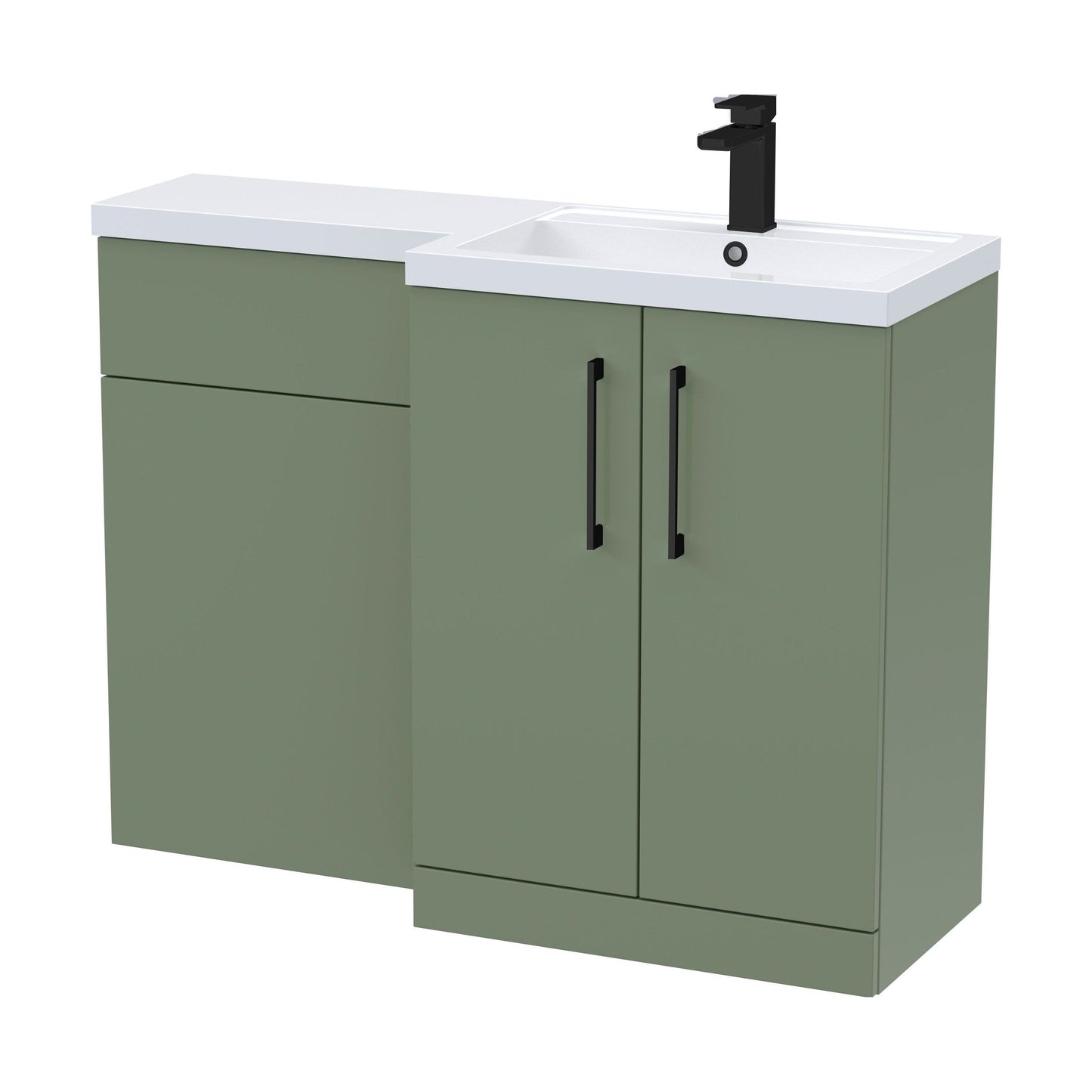 [BFLE811RH018] Bramshall Combination Vanity Unit with Basin & WC, Right Hand, 1100mm x 390mm - Choice of Colour and Handle Finish - Cutout