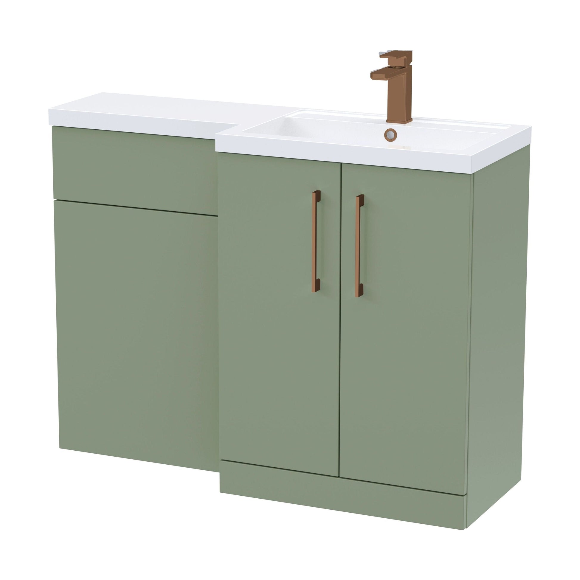 [BFLE811RH1516] Bramshall Combination Vanity Unit with Basin & WC, Right Hand, 1100mm x 390mm - Choice of Colour and Handle Finish - Cutout