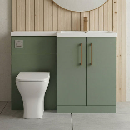 [BFLE811RH1516] Bramshall Combination Vanity Unit with Basin & WC, Right Hand, 1100mm x 390mm - Choice of Colour and Handle Finish - Silo