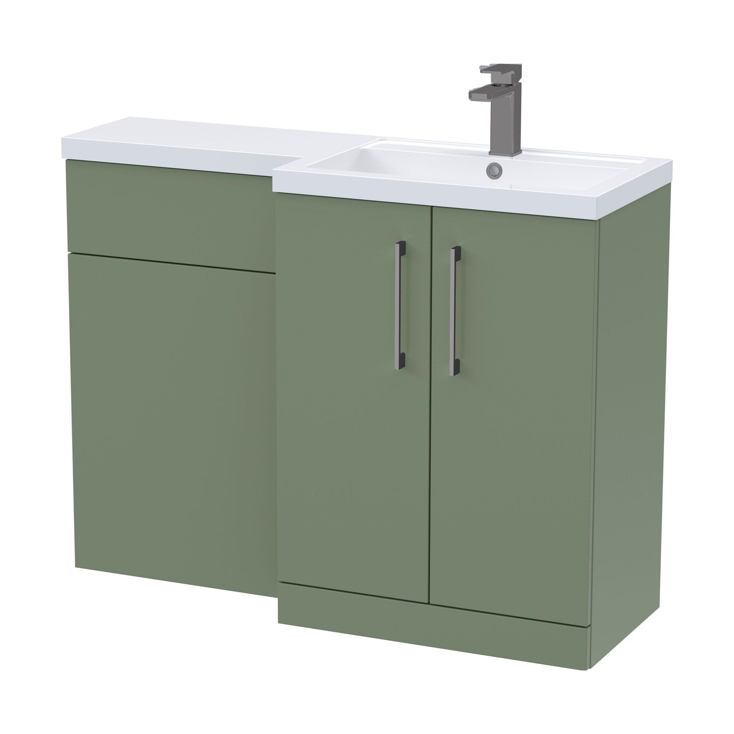 [BFLE811RH716] Bramshall Combination Vanity Unit with Basin & WC, Right Hand, 1100mm x 390mm - Choice of Colour and Handle Finish - Cutout