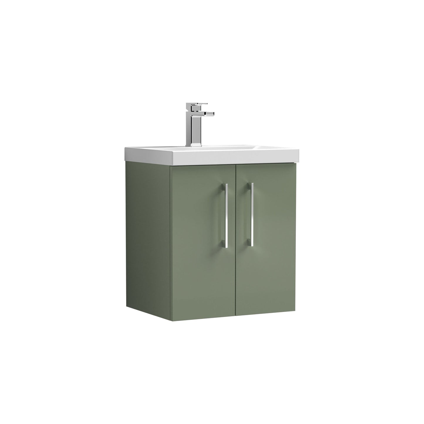 [BFLE821A] Bramshall Contemporary 2 Door Wall Hung Vanity Basin Unit with Mid-Edge Basin, Choice of Size and Colour - Cutout