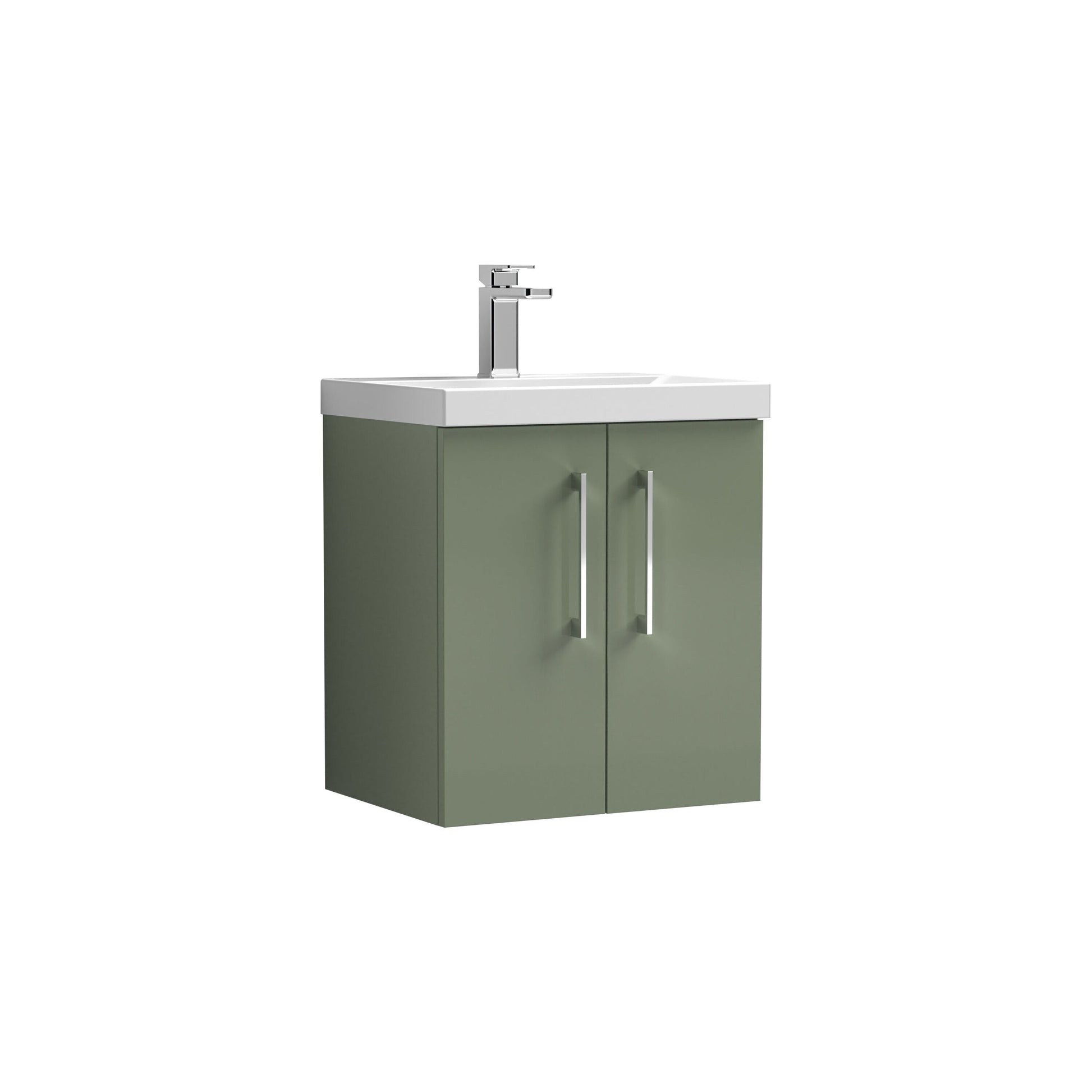 [BFLE821A] Bramshall Contemporary 2 Door Wall Hung Vanity Basin Unit with Mid-Edge Basin, Choice of Size and Colour - Cutout