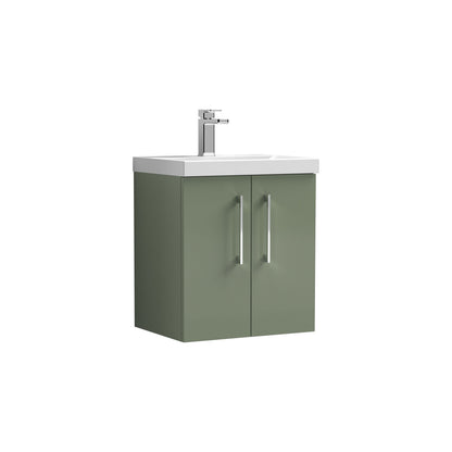 [BFLE821A] Bramshall Contemporary 2 Door Wall Hung Vanity Basin Unit with Mid-Edge Basin, Choice of Size and Colour - Cutout