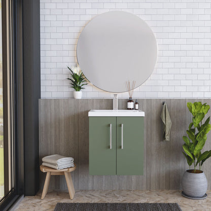 [BFLE821A] Bramshall Contemporary 2 Door Wall Hung Vanity Basin Unit with Mid-Edge Basin, Choice of Size and Colour - Lifestyle 1