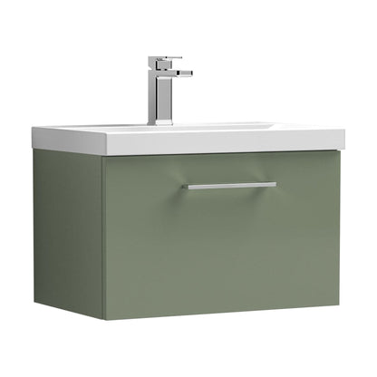 [BFLE822A] Bramshall Wall Hung 1 Drawer Vanity Unit with Mid-Edge Ceramic Basin - Choice of Colour, Handle Finish and Size - Cutout