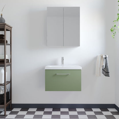 [BFLE822A] Bramshall Wall Hung 1 Drawer Vanity Unit with Mid-Edge Ceramic Basin - Choice of Colour, Handle Finish and Size - Lifestyle 1