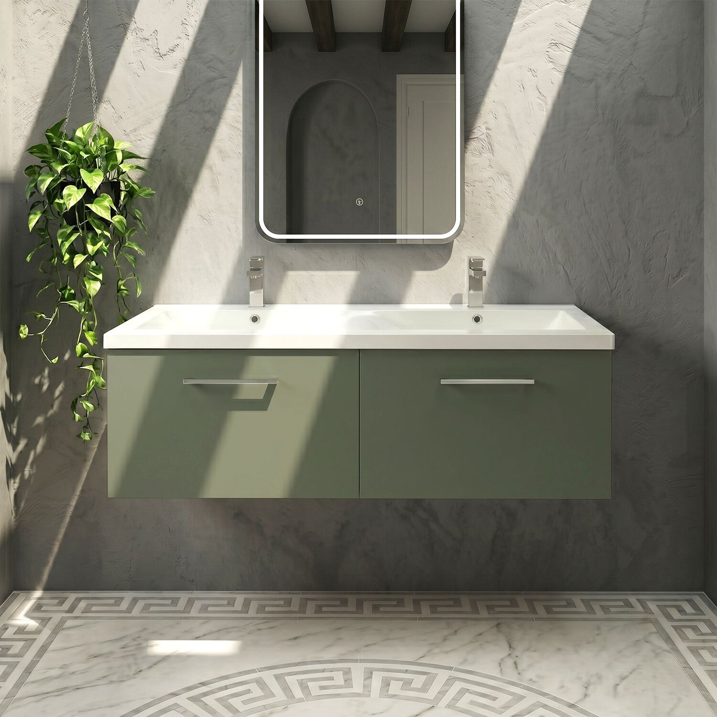 [BFLE822F2] Bramshall 1200mm Wall Hung 2-Drawer Vanity Unit with Double Basin for Modern Bathroom Storage - Choice of Colour - Silo