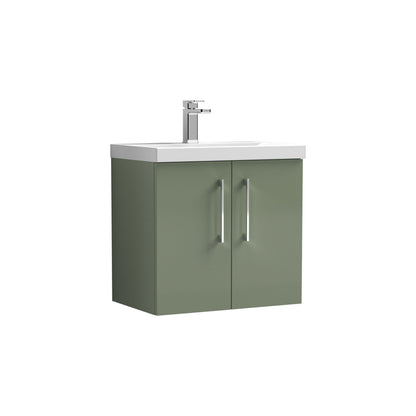 [BFLE823A] Bramshall Contemporary 2 Door Wall Hung Vanity Basin Unit with Mid-Edge Basin, Choice of Size and Colour - Cutout