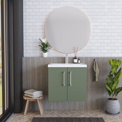 [BFLE823A] Bramshall Contemporary 2 Door Wall Hung Vanity Basin Unit with Mid-Edge Basin, Choice of Size and Colour - Lifestyle 1