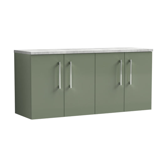 [BFLE823LBG2] Balterley Level 1200mm Wall Hung 2 Door Vanity Unit with Laminate Worktop for Modern Bathroom Storage - Satin Green - Cutout