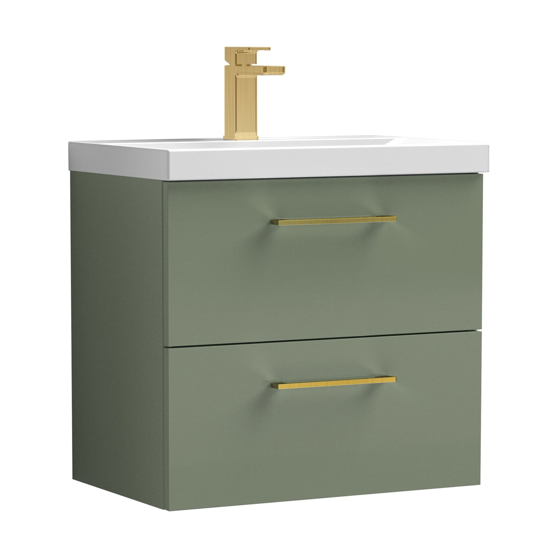 [BFLE824AH017] Bramshall Wall Hung 2 Drawer Vanity Unit with Mid-Edge Ceramic Basin - Choice of Colour, Handle Finish and Size - Cutout