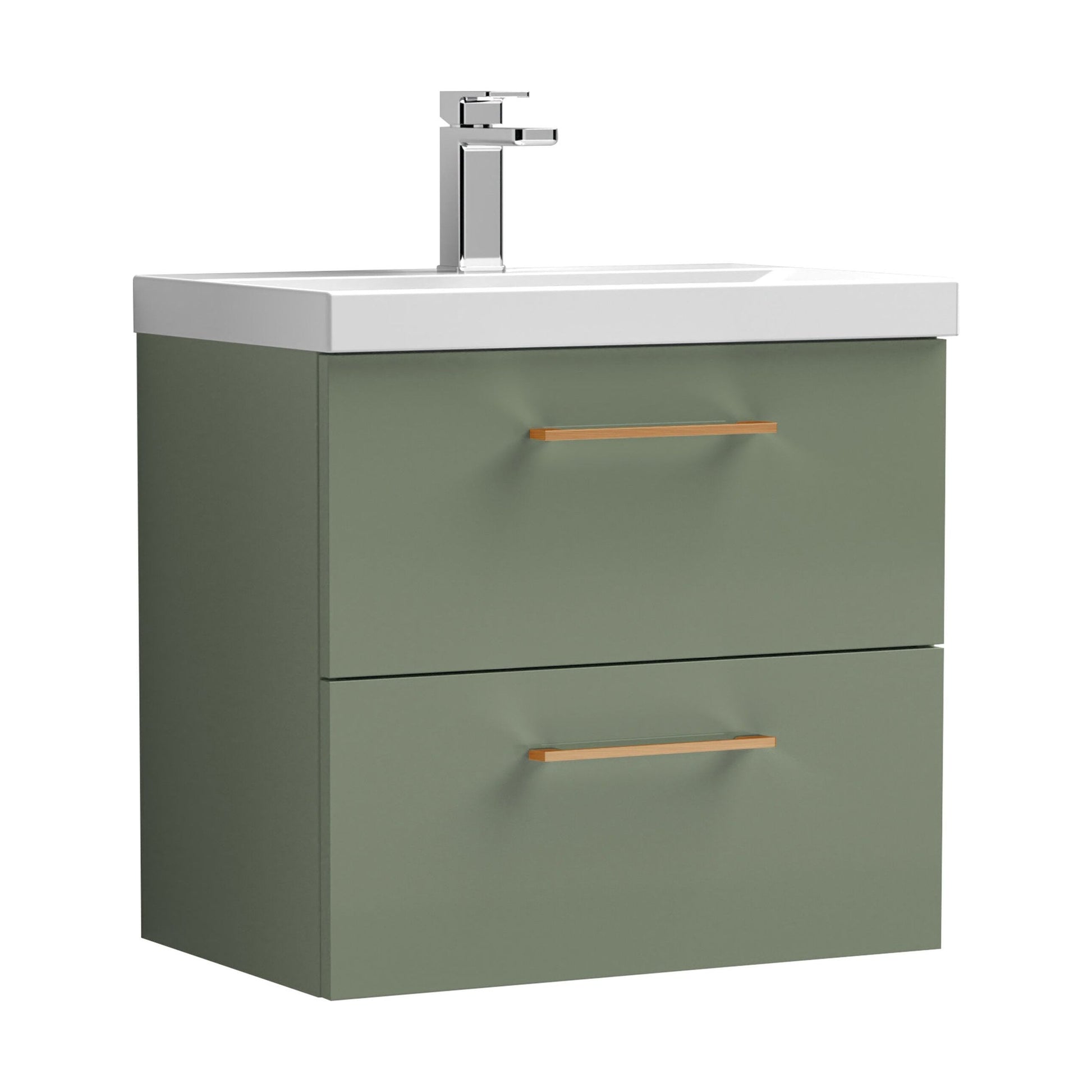 [BFLE824AH019] Bramshall Wall Hung 2 Drawer Vanity Unit with Mid-Edge Ceramic Basin - Choice of Colour, Handle Finish and Size - Cutout