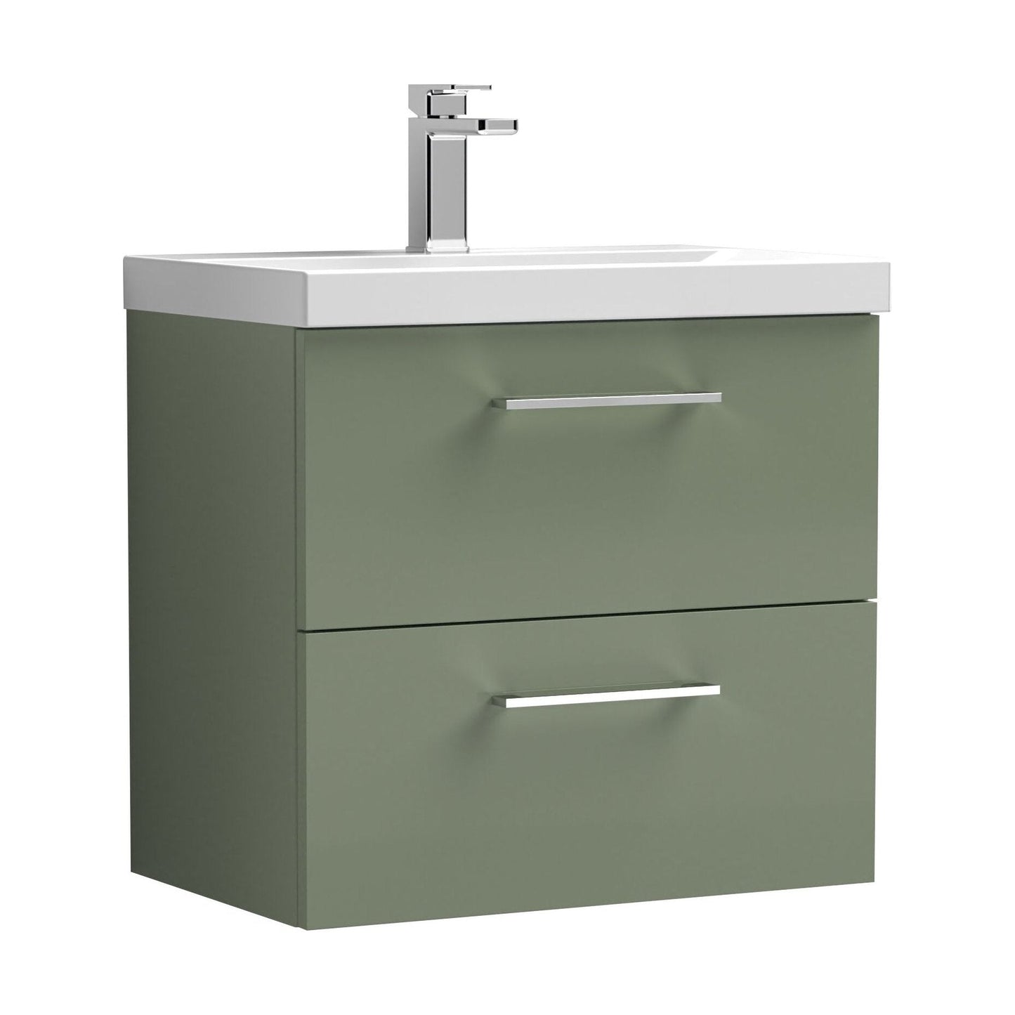 [BFLE824A] Bramshall Wall Hung 2 Drawer Vanity Unit with Mid-Edge Ceramic Basin - Choice of Colour, Handle Finish and Size - Cutout
