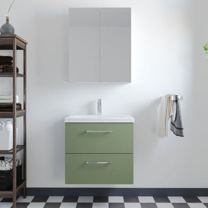 [BFLE824A] Bramshall Wall Hung 2 Drawer Vanity Unit with Mid-Edge Ceramic Basin - Choice of Colour, Handle Finish and Size - Lifestyle 1