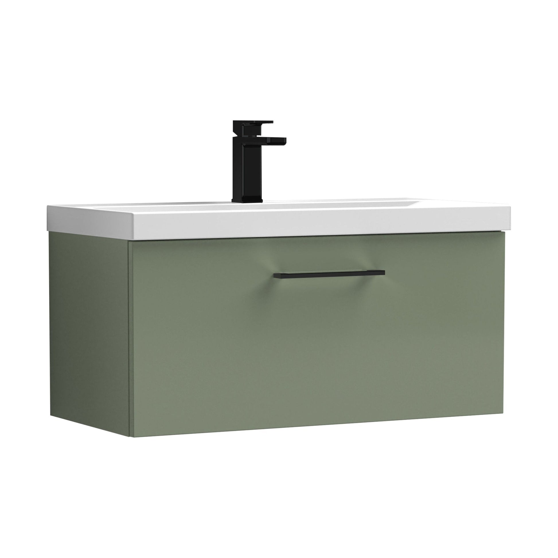 [BFLE825AH018] Bramshall Wall Hung 1 Drawer Vanity Unit with Mid-Edge Ceramic Basin - Choice of Colour, Handle Finish and Size - Cutout