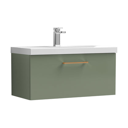 [BFLE825AH019] Bramshall Wall Hung 1 Drawer Vanity Unit with Mid-Edge Ceramic Basin - Choice of Colour, Handle Finish and Size - Cutout