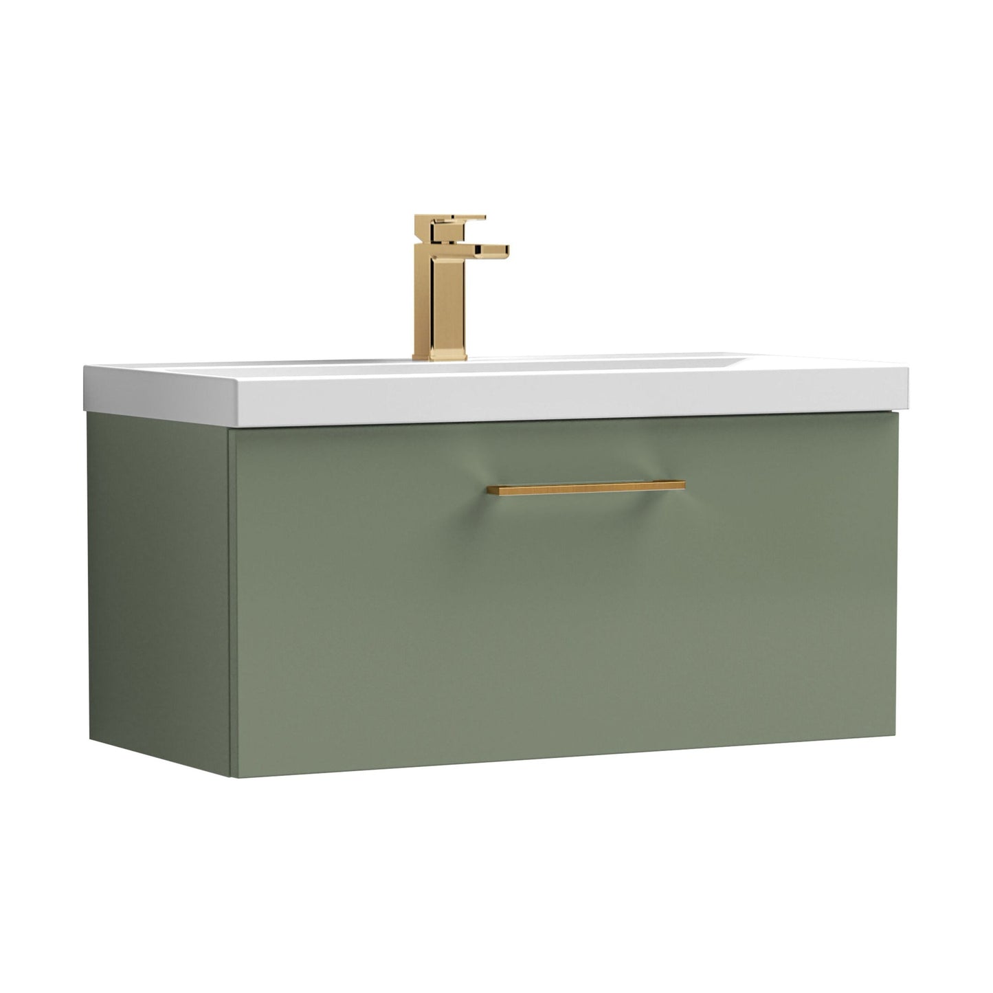 [BFLE825AH1516] Bramshall Wall Hung 1 Drawer Vanity Unit with Mid-Edge Ceramic Basin - Choice of Colour, Handle Finish and Size - Cutout