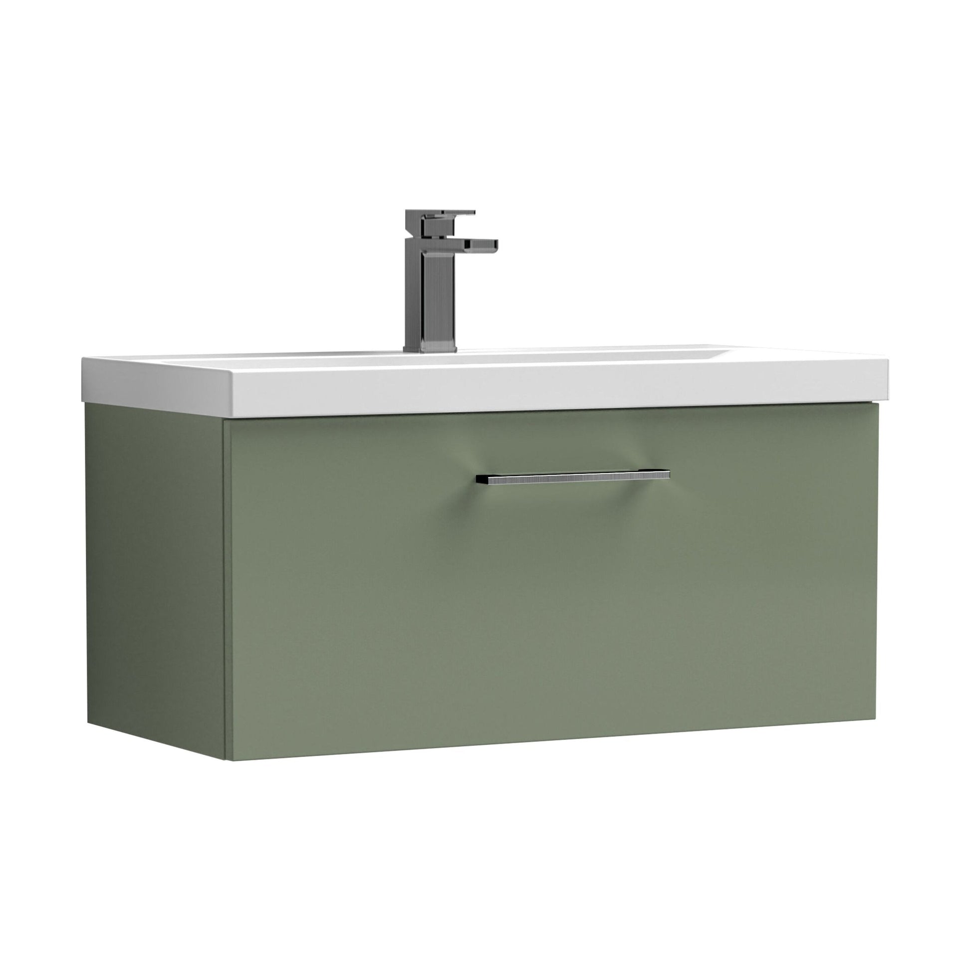 [BFLE825AH716] Bramshall Wall Hung 1 Drawer Vanity Unit with Mid-Edge Ceramic Basin - Choice of Colour, Handle Finish and Size - Cutout