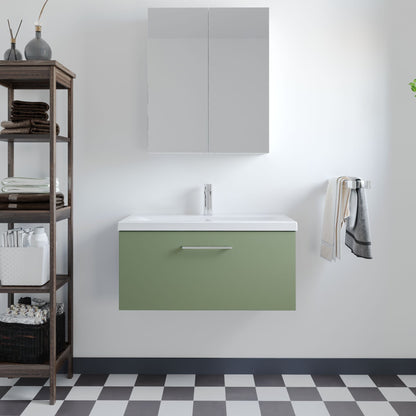 [BFLE825A] Bramshall Wall Hung 1 Drawer Vanity Unit with Mid-Edge Ceramic Basin - Choice of Colour, Handle Finish and Size - Lifestyle 1
