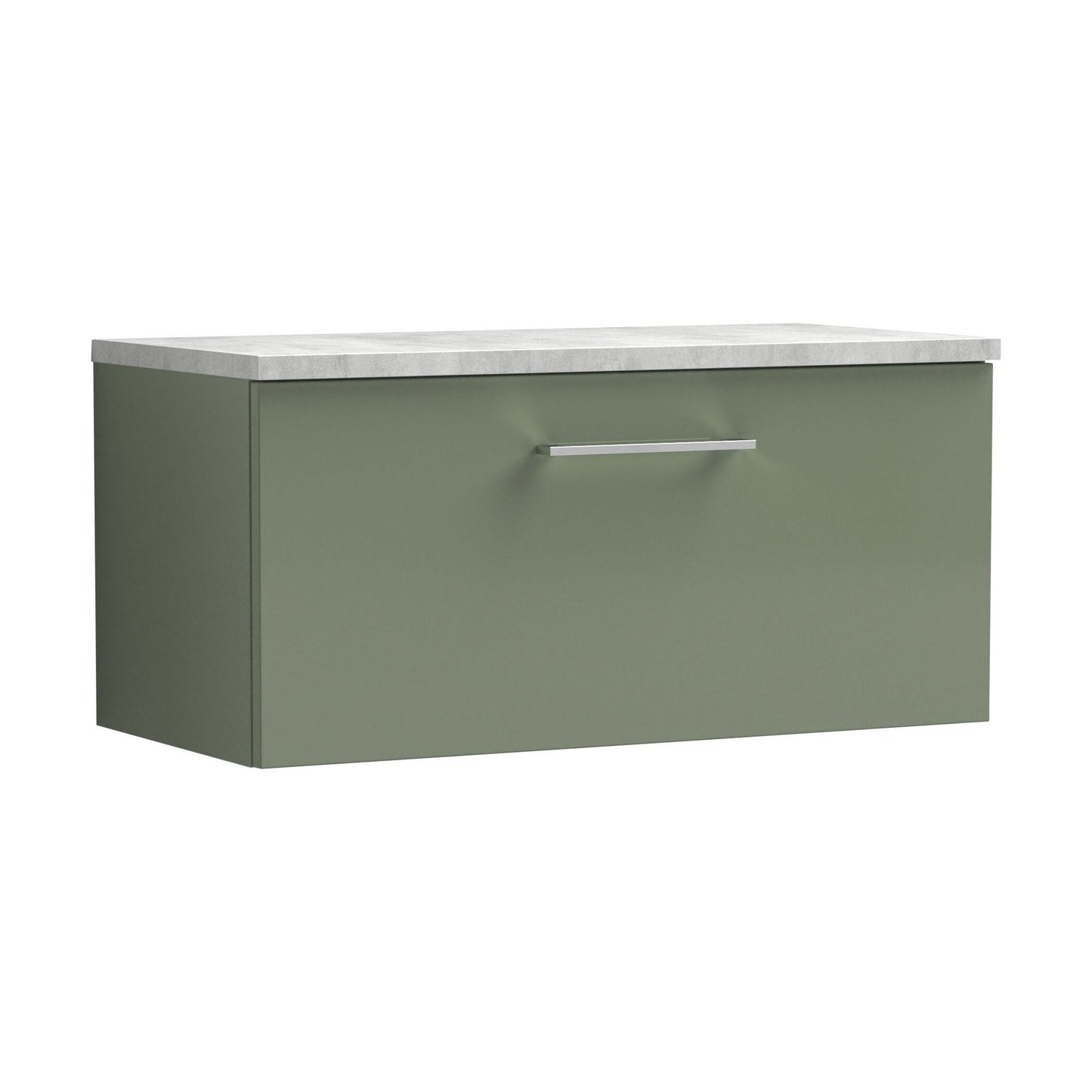 [BFLE825LBG] Balterley Level 800mm Wall Hung Vanity Unit with Laminate Worktop for Modern Bathroom Storage - Satin Green - Cutout