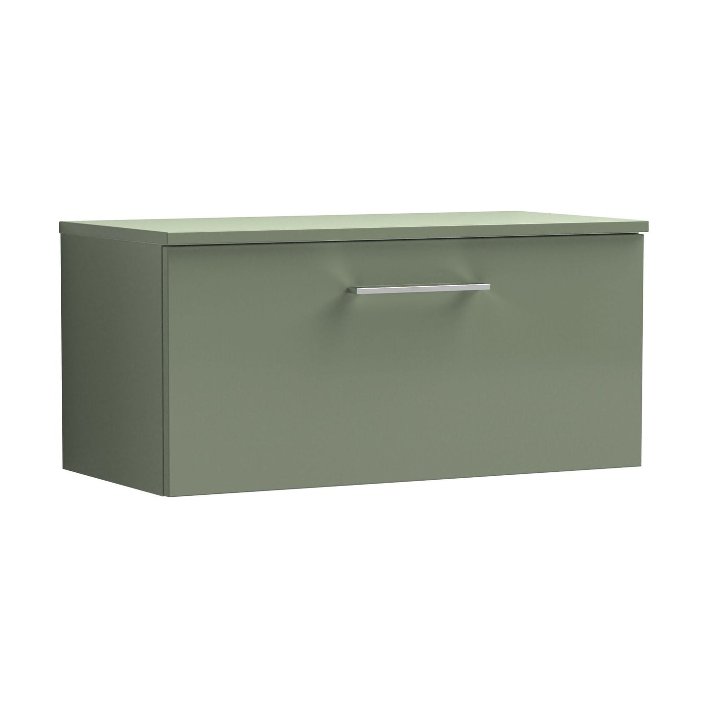 [BFLE825W] Balterley Level Modern Bathroom 800mm Wall Hung 1-Soft Close Drawer Vanity Unit with Worktop, 805 x 377 x 390mm, Satin Green - Cutout