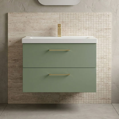 [BFLE826AH017] Bramshall Wall Hung 2 Drawer Vanity Unit with Mid-Edge Ceramic Basin - Choice of Colour, Handle Finish and Size - Silo