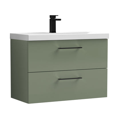 [BFLE826AH018] Bramshall Wall Hung 2 Drawer Vanity Unit with Mid-Edge Ceramic Basin - Choice of Colour, Handle Finish and Size - Cutout